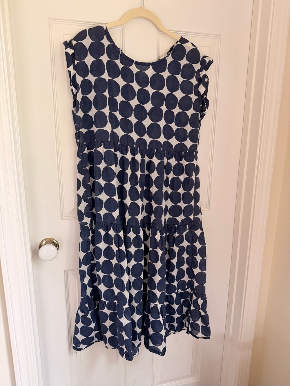 Girls Navy Dot Tiered Summer Dress